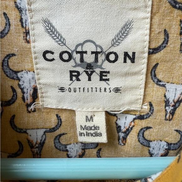 Cotton & Rye Outfitters Men's M Yellow Western Print Long Sleeve Button-Up Shirt - Picture 5 of 5